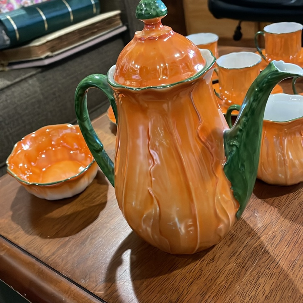 VTG P.A.L.T. Czech Orange Lusterware Tea Set - Picture 7 of 14